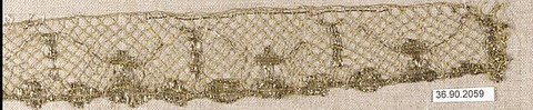 Piece, Silk and metal thread, bobbin lace, European