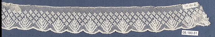 Fragment, Bobbin lace, British, Ripon