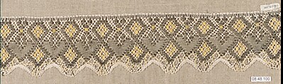 Edging, Cotton and metal thread, bobbin lace, Hungarian-Slovak