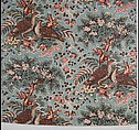 Printed textile with game birds, Cotton, British