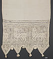 Towel, Drawnwork, bobbin lace, linen, Spanish