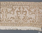 Border, Embroidered net, buratto, punto à rammendo, Italian, possibly Sardinia