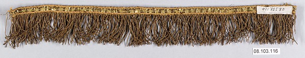 Fringe, Cotton and metal thread, probably European