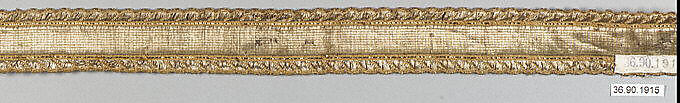 Galloon, Cane(?) and metal thread, European
