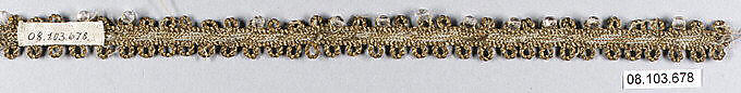 Passementerie, Metal thread and beads, probably European