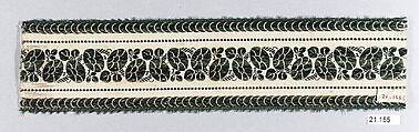 Ribbon, Cotton and linen on silk, possibly French