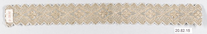 Ribbon, Silk and metal thread, possibly French