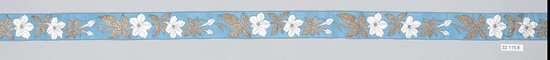 Ribbon, Silk and metal thread, British