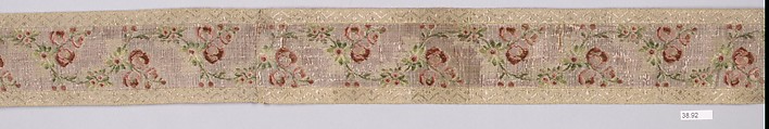 Ribbon, Silk and metal thread, French