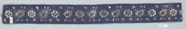 Ribbon, Silk, cotton, tinsel, possibly French