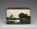 Jardinière with landscape, Haviland & Co. (American and French, 1864–1931), Earthenware, French, Paris