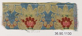 Sample, Silk and metal thread, possibly Russian