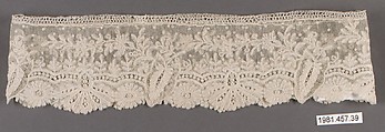 Cuff (one of a pair), Bobbin lace, point d'Angleterre, Belgian or Flemish