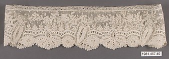 Cuff (one of a pair), Bobbin lace, point d'Angleterre, Belgian or Flemish