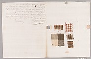 Letter with textile samples, French