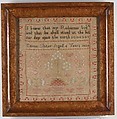 Sampler, Emma Slater  British, Linen, silk; wood frame, British, probably Birmingham