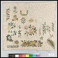 Sampler, Silk on linen, probably French