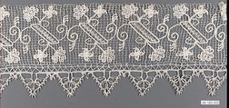 Border, Embroidered net, punto à rammendo, , bobbin lace, Sardinian