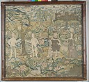 Adam and Eve with Charles I and Henrietta Maria, Canvas worked with silk and metal thread; tent and couching stitches, British