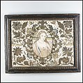 A Lady, said to be Elizabeth Coombe, Satin worked with silk and metal thread; long-and-short, outline, split, and couching stitches, British