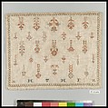 Sampler, Silk on linen, possibly Swiss