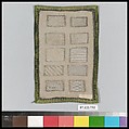 Sampler, Drawnwork, linen and silk, German