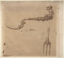 Drawing (design for fork and spoon), Antonio Gentili (Antonio da Faenza) (Italian, Faenza ca. 1519–1610 Faenza (?)), Ink on paper, Italian, Rome