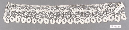 Fragment, Bobbin lace, British, Honiton