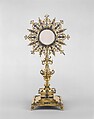 Monstrance, Attributed to Diego de Atienza (Spanish, born Luja (present-day Ecuador) 1610, active in Lima by 1645), Silver gilt with enamel, cast, chased, and engraved, Peruvian, probably Lima