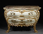 Commode, Carved, painted, and gilded pine; gilt-bronze; marble top, German, Franconia