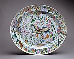 Platter, Hard-paste porcelain, Chinese, probably for American market