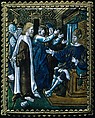 Christ Before Herod (one of a series), Painted enamel on copper, partly gilt, French