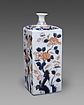 Bottle with flowers of the four seasons, Hard-paste porcelain painted with colored enamels over transparent glaze (Hizen ware; Imari type), Japanese, for European, probably Dutch, market