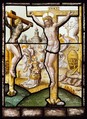 The Crucifixion (one of a set of 12 scenes from The Life of Christ), Stained glass, Flemish, Leuven