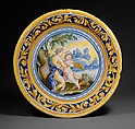Plate with Venus combing Cupid's hair, Odoardo Fialetti  Italian, Faience (tin-glazed earthenware), French, Nevers