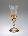 Standing cup, Jean-Valentin Morel (French, 1794–1860), Rock crystal, silver gilt, enamel, pearls, French