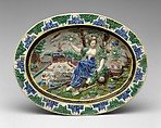 Dish with Pomona, Manner of Bernard Palissy (French, Agen, Lot-et-Garonne 1510–1590 Paris), Lead-glazed earthenware, French, Fontainebleau or Avon