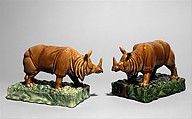 Rhinoceros (one of a pair), Ralph Wood the Younger British, Lead-glazed earthenware, probably French