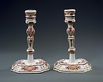Pair of candlesticks, Vienna, Hard-paste porcelain, Austrian, Vienna