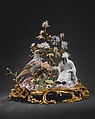 Chinese figure with bird, Meissen Manufactory German, Hard-paste porcelain with gilt-bronze mounts and soft-paste porcelain flowers, German, Meissen with French mounts and French, Vincennes flowers
