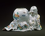 Oriental with Potpourri Jar, Tin-glazed soft-paste porcelain, French, Chantilly