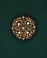 Rosette, Gold, partly enameled and set with diamonds, emeralds, spinels, and pearls, probably Hungarian