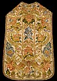Chasuble (one of a set of five vestments), Silk, metallic thread, Italian, probably Sicily