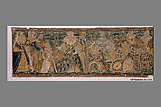 Valance, Canvas worked with wool and silk thread; tent and satin stitches, probably British