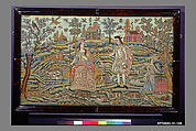 Embroidered picture with pastoral scene, Silk on canvas, British