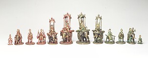Chessmen (32 pieces), Ivory, Indian