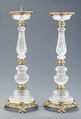 Pair of pricket candlesticks, Mounted after a design by Reinhold Vasters (German, Erkelenz 1827–1909 Aachen), Crystal, silver-gilt, enamel, Italian, probably Milan