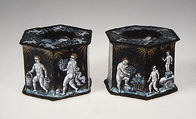 Saltcellar with scene of infant harvesters (one of a pair), Attributed to Pierre Reymond (born 1513, working 1537, died after 1584), Painted enamel on copper, partly gilt, French, Limoges