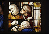 The Disciples in the Upper Room (?), Probably after a design by Pieter Coecke van Aelst (Netherlandish, Aelst 1502–1550 Brussels), Stained glass, Flemish, Antwerp