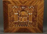Choir stall panels, Johann Justus Schacht with collaborators, Panel: oak veneered with walnut, boxwod, rosewood, ebony, maple, and other woods, ivory, green-stained horn, and pewter; figures: carved and painted limewood, German, Mainz